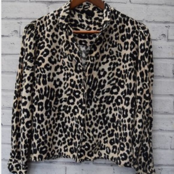 TOPSHOP LEAPORD PRINT LONG SLEEVE BLOUSE SIZE S - Picture 1 of 2